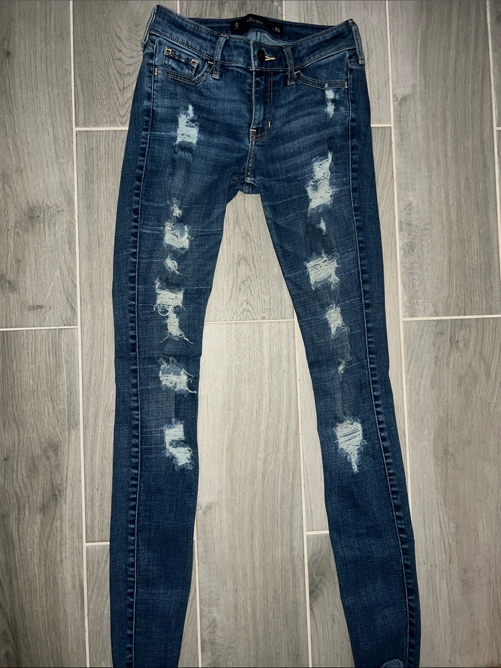 Hollister Distressed Dark Blue Skinny Jeans